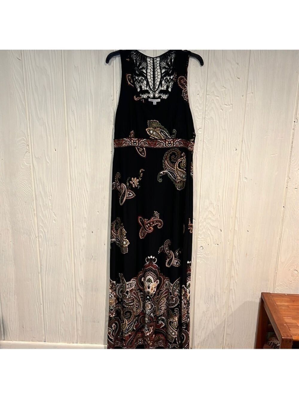 Sandra Darren Maxi Dress Crochet Back Size 12